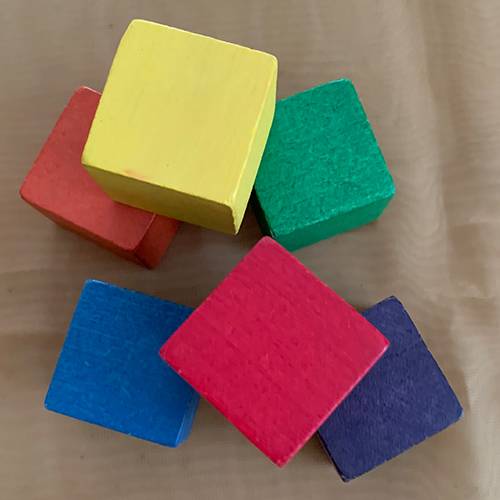 6 Multi-Colored Wooden Block Cubes (Used In Reading Program)